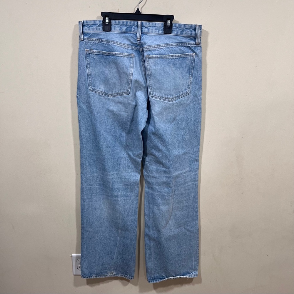 ZARA The Kick It Straight wide-leg style light wash low rise drew flare US 10 - Picture 6 of 11